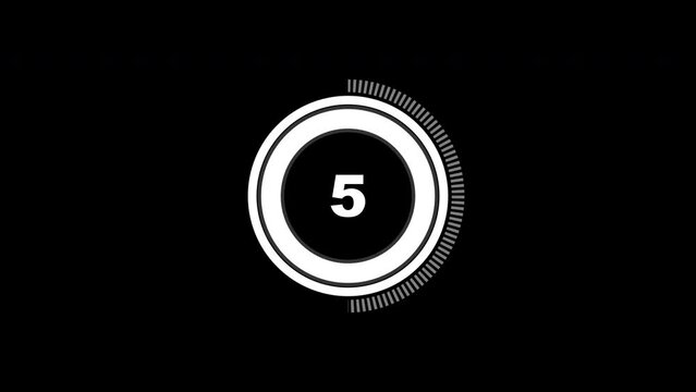 10 second countdown animation on black background. 4k video