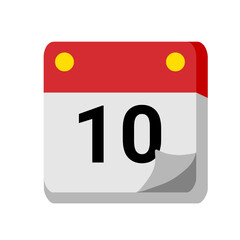 10 days of the month calendar isolated on white transparent background for event, birthday, date, month, day, appointment, agenda, business and deadline. empty month for text