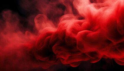 Obraz premium A vivid red smoke, swirling against a dark backdrop, creating a mystical aura. Ideal for themes of mystery, energy or art. The composition highlights the smoke’s fluid motion.