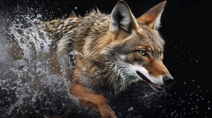 Obraz premium Wild Coyote Fury with Water Splash