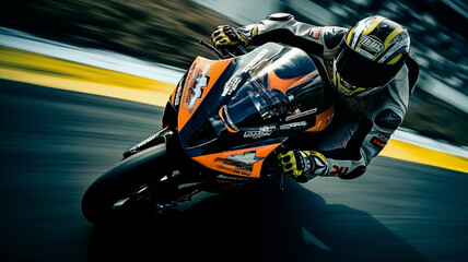 Motorcycle racer - Motorrad Rennfahrer - obrazy, fototapety, plakaty