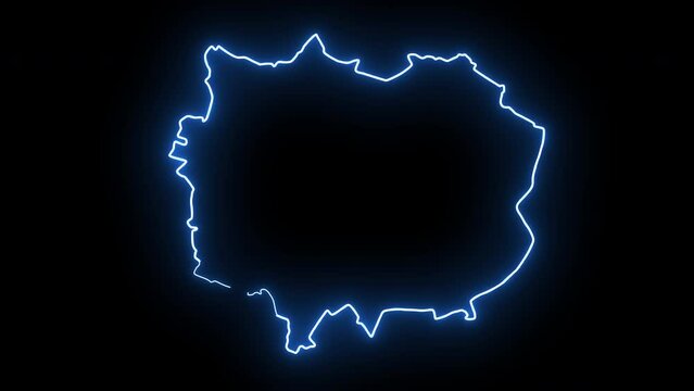 map of Coventry in england with glowing neon effect
