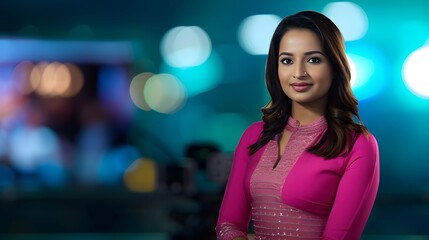 Beautiful indian woman television news presenter