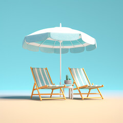 Beach umbrella with chairs