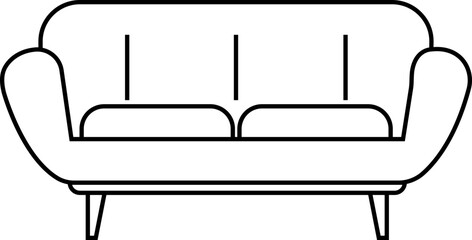 Sofa, couch icon in line style editable stock. Outline sign pictogram on transparent background. Furniture symbol illustration. Pixel perfect vector for website design and mobile, app development.