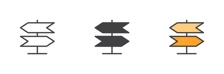 Signpost, Direction different style icon set