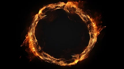 Behangcirkel Smoothly fire circle isolated on black background © Atthawut