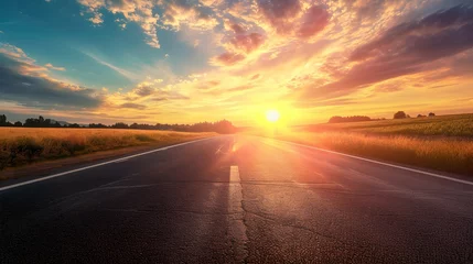 Rollo Asphalt road and beautiful sky at sunset, Nature landscape background © PSCL RDL