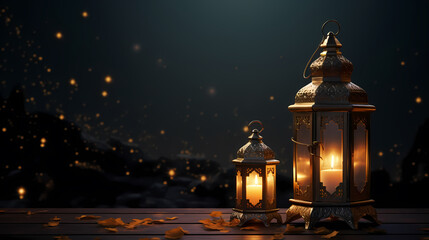 Ramadan background with mosque or lantern illustration