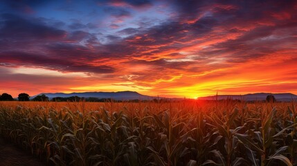 Fototapeta na wymiar agriculture corn sunrise