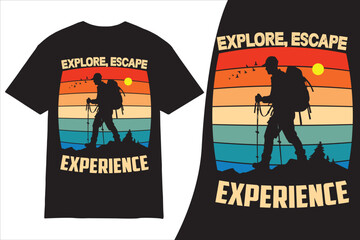 Hiking t shirt design, Hiking t-shirt design Vector, Hiking retro vintage t shirt design