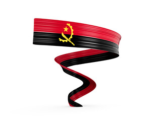 3d Flag Of Angola 3d Shiny Waving Flag Ribbon Isolated On White Background 3d Illustration