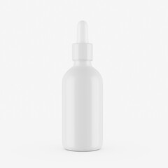 3d White Empty Cosmetic Oil Dropper Bottle With Cap Isolated On White Background 3d Illustration