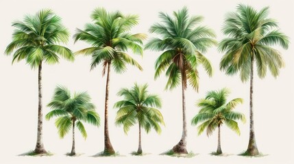 palm trees on the white background