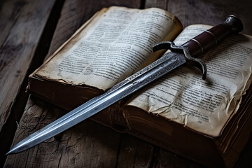 antique book and dagger