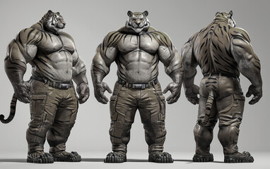 3d rendered illustration of a Tiger furry figure