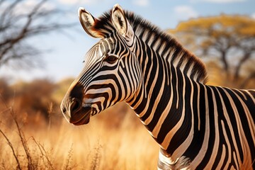 Close up thrilling zebra safari adventure amidst the wilderness