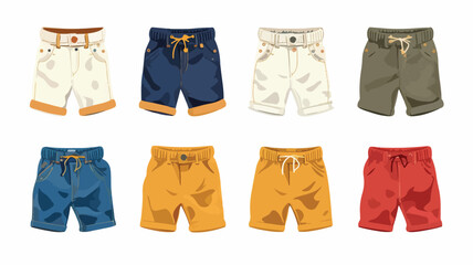 Set of short pants baby boy clothes template.