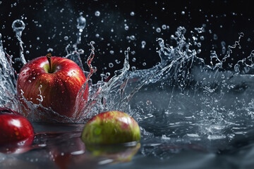 apples in water splash