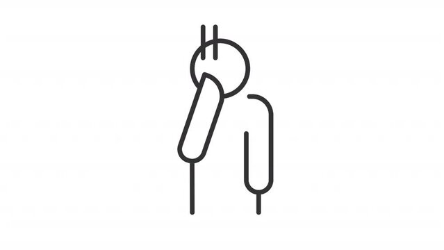 Ashamed person line animation. Embarrassment animated icon. Guilted expression hiding. Face palm. Dishonor emotion. Black illustration on white background. HD video with alpha channel. Motion graphic