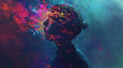 colorful face art style