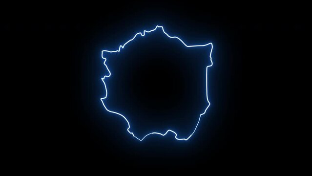 map of Exeter in england with glowing neon effect