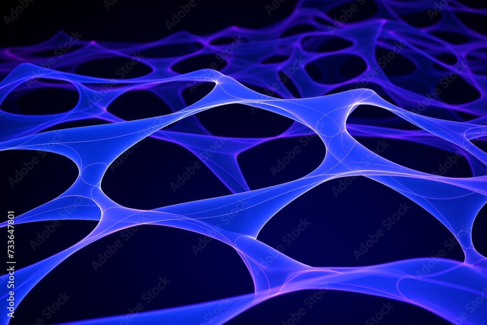 Poster blue glowing mesh on dark background - abstract design element for graphics and creative projects