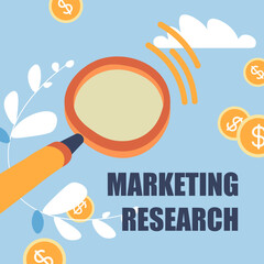 Research in marketing area, business growth banner
