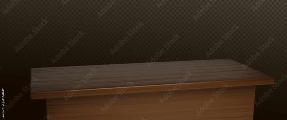Aufkleber dark wooden table with empty countertop on transparent background. realistic 3d vector illustration 