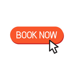 Book now button with arrow cursor icon, Reservation online advertising symbol, Vector illustration