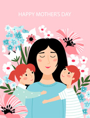 Mom and children card template - 733649038
