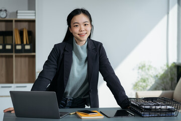 Young businesswoman portrait, Self confident young woman with crossed arms at office, People,...
