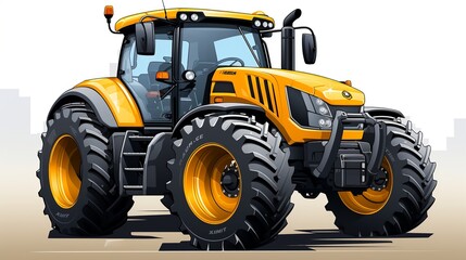 Tractor vector illustration with bright colors isolated on technology background. 3d rendering - illustration