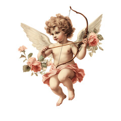 Fototapeta premium angel with bow ,cupid transparent background 