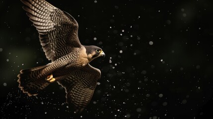 falcon in black background with water splash