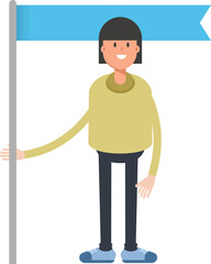 Girl Character Holding Flag Pole
