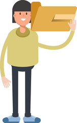 Girl Character Holding Folder
