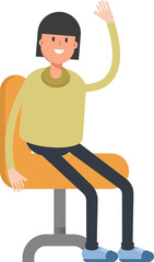 Fototapeta premium Girl Character Sitting on Chair 