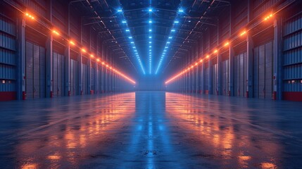 Modern warehouse of the future equipped with lasers