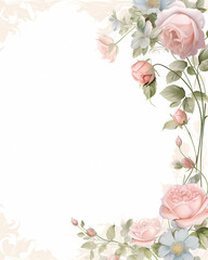 blush pink soft floral frame background 