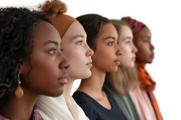 Profile View of Diverse Women in Casual and Elegant Attire Transparent PNG