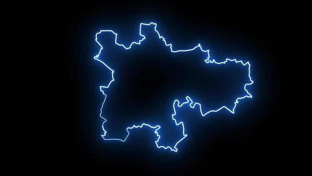 map of Glasgow in scotland with glowing neon effect