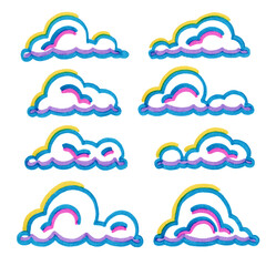 Set of hand-drawn marker clouds