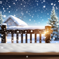 Winter Wonderland Showcase: Outdoor Table for Product Display