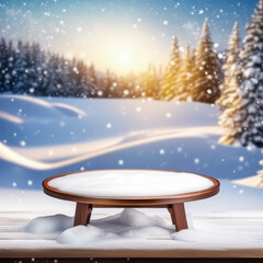 Winter Wonderland Showcase: Outdoor Table for Product Display
