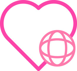 pink love outline style