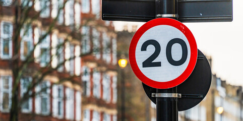 20mph speed sign in urban setting	

