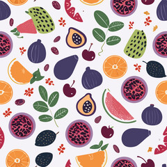 organic hand drawn fruits pattern