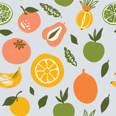 organic hand drawn fruits pattern