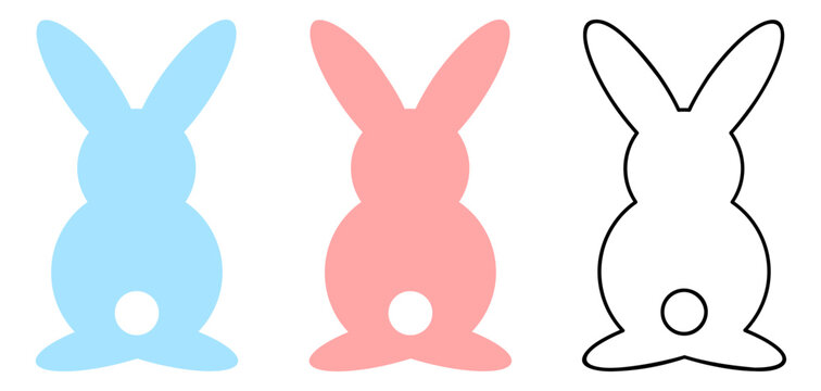 Easter Bunny Silhouettes Colors and Line Art